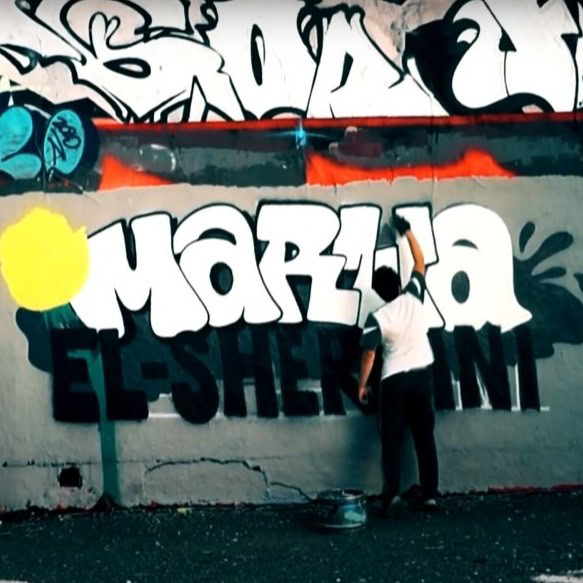 Graffiti in Gedenken an die Ermordung von Marwa El-Sherbini