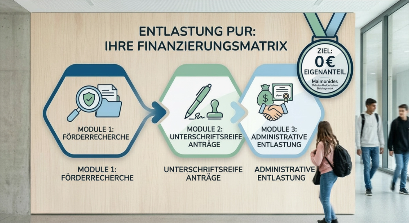 Diagramm zeigt den Finanzierungsprozess für Unterstützung bei Maimonides.