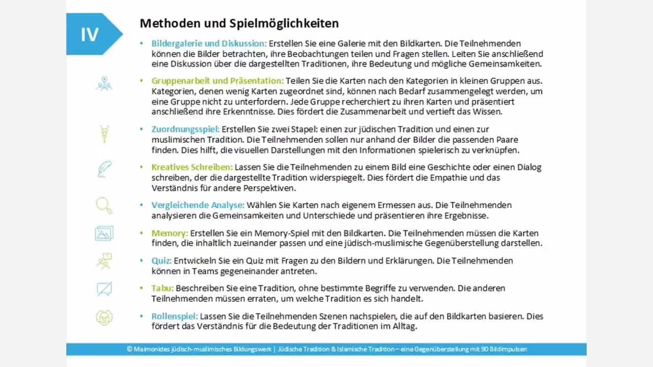 Methoden und Spielmöglichkeiten für den Einsatz in Gruppen