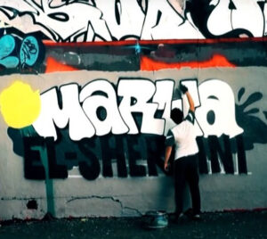 Graffiti in Gedenken an die Ermordung von Marwa El-Sherbini